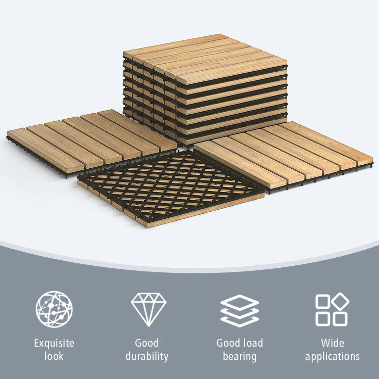 Coast Terrassenfliesen Akazienholz 30,5 x 30,5 x 2,5 cm (10 Stück) - gerade