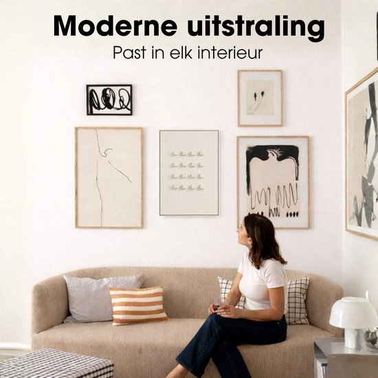 Mica Decorations Wanddekoration – Wandpaneel mit abstrakter Kunst, 60 x 40 x 3 cm – Wohnaccessoire für Wohnzimmer oder Schlafzimmer – Off-White