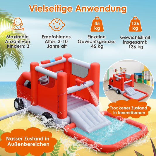 Coast Kinderwasserrutsche im Feuerwehrstil mit Planschbecken 564 x 268 x 212 cm