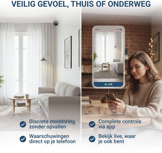 UPLY Spionagekamera – Versteckte Kamera – 64 GB SD-Karte – Versteckte Minikamera – Spionagekamera – WLAN 1080p – Nachtsicht, Bewegungserkennung – Mit App – Drahtlos – Kleine Spionagekamera