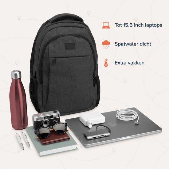 TRVLMORE Rucksack - 28L - 15.6 Zoll - Laptop-Rucksack - Schultasche Laptop-Tasche - Spritzwassergeschützt - Männer und Frauen - Anthrazit