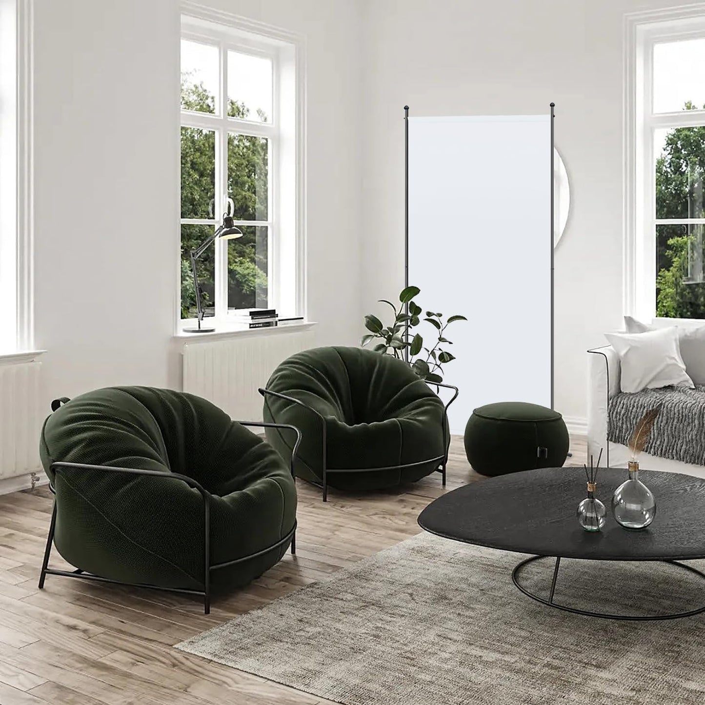 Angel Living Paravent - 1-teilig - 80x180 cm - faltbar - Stahl & 160 g/m² Polyester - Raumteiler & Sichtschutz - Weiß