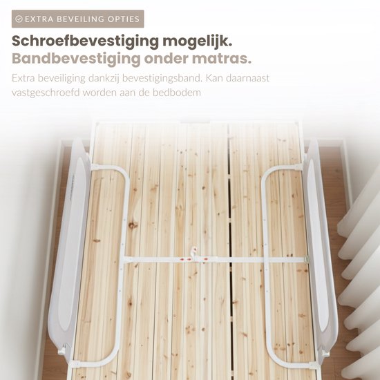 Babietec Bettgitter, verstellbar und zusammenklappbar – extra lang, 150 cm – Bettgitter – Boxspring – Ausfallschutz – Bettgitter – Dunkelgrau