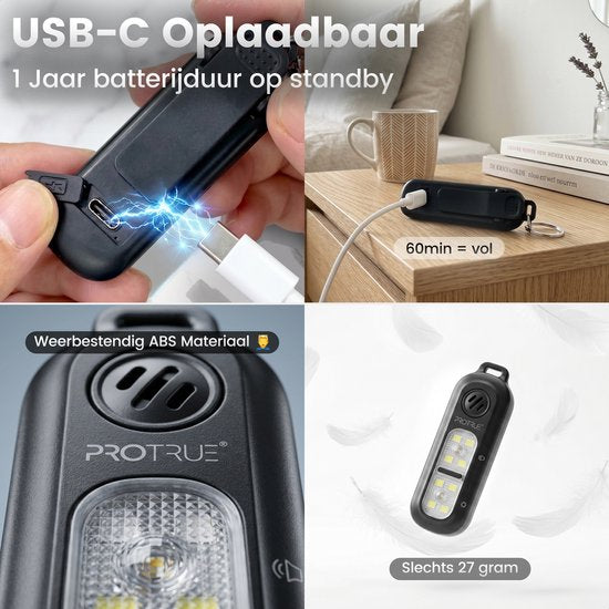 Persönlicher Notruf-Schlüsselanhänger 130 dB – Selbstverteidigung für Frauen – Pfefferspray – Wiederaufladbarer Taschenalarm mit Taschenlampe