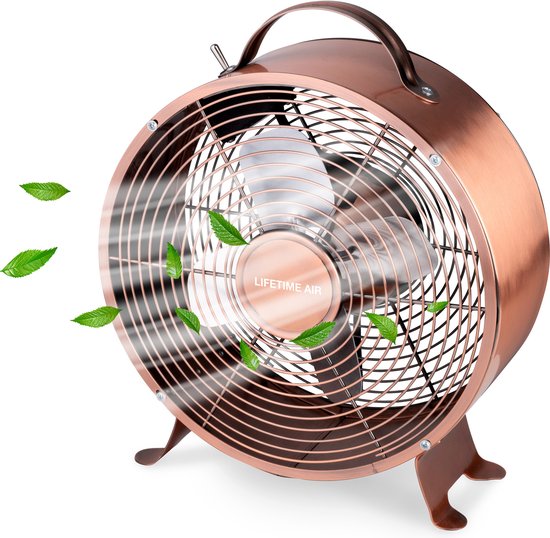 Lifetime Air Tischventilator - 230V - Tischventilator 20CM - 2 Geschwindigkeiten - Langlebiges Material - Kupfer