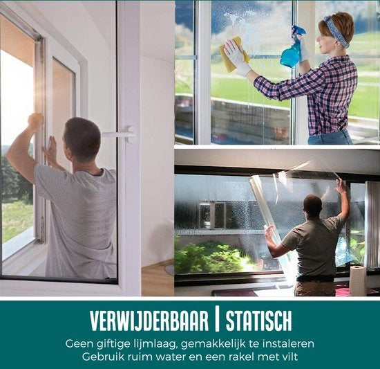 Homewell Fensterfolie HR++ 120x300cm - 99% UV-Schutz - Statisch selbstklebend - Isolierend - Transparent