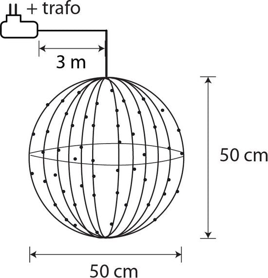 Luca Lighting Weihnachtslichterkugel mit warmweißen LED-Lichtern - Ø50 cm - Schwarz