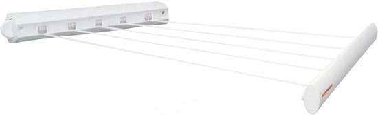 Leifheit Wandtrockner Rollfix 210 Longline – 21 m Trockenlänge – zum Aufhängen – weiß