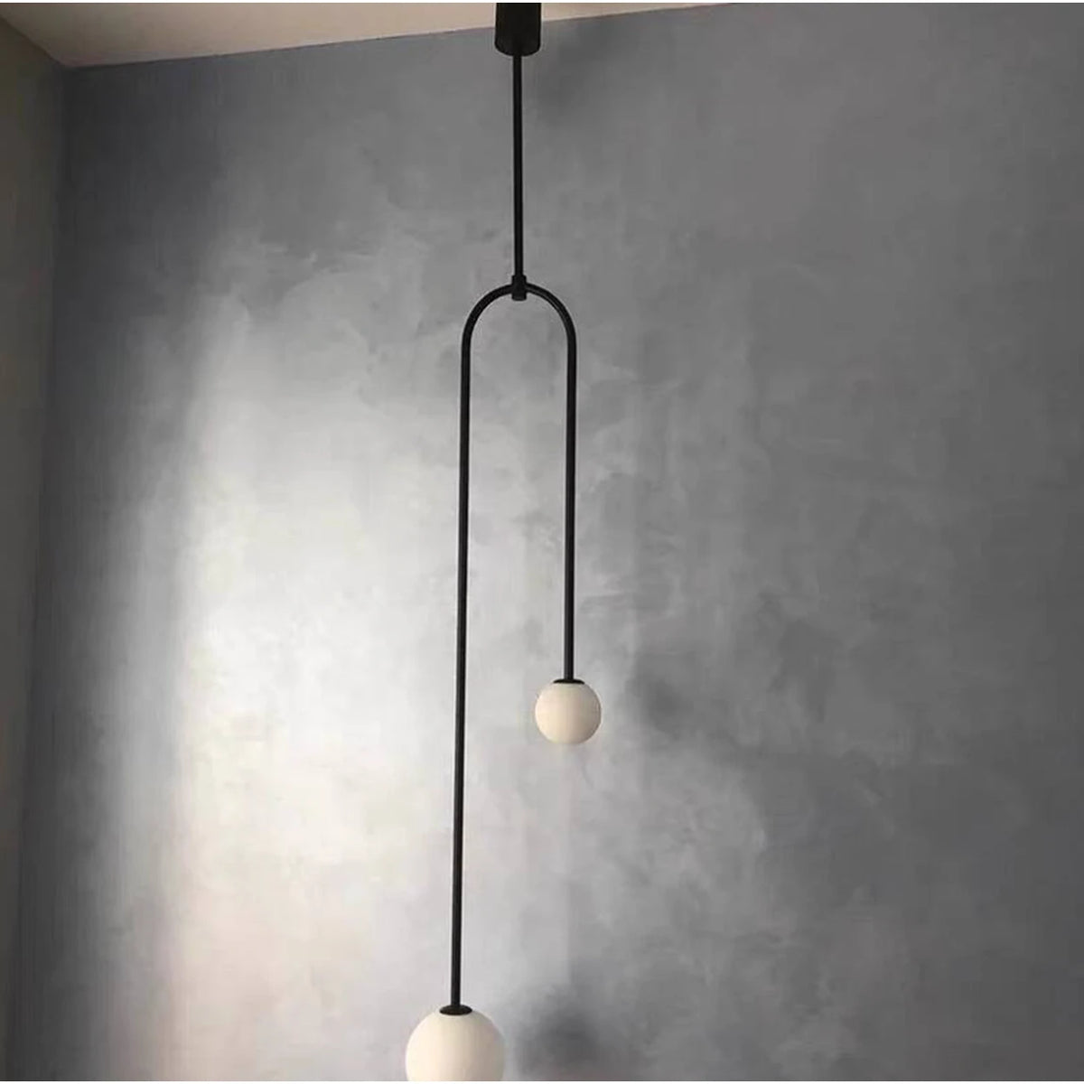 Homary Moderne Pendelleuchte Schwarz mit Glaskugel – 2-flammig, U-förmig