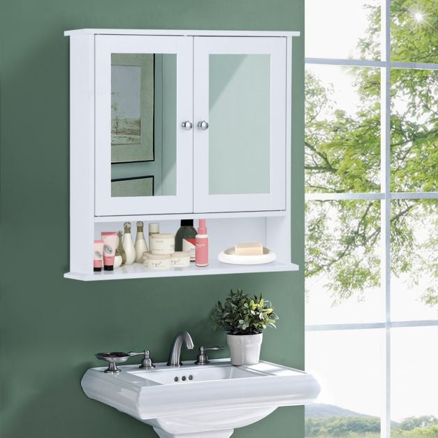 Coast Badezimmerschrank mit Spiegel und Regal - 58,5 x 56,5 x 13,5 cm - Weiß