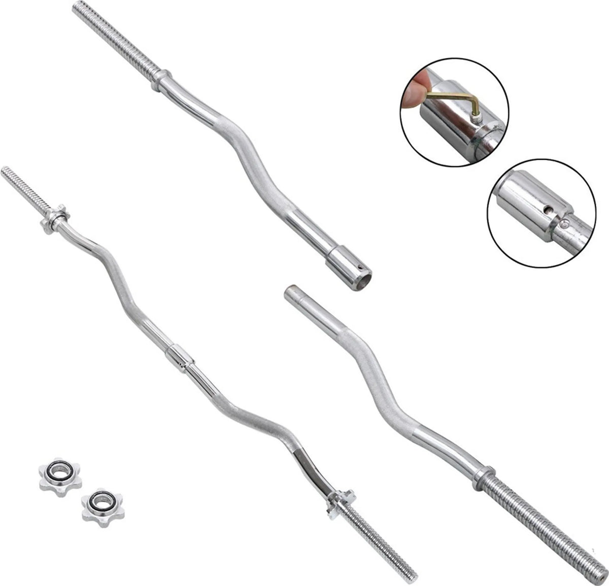 Yaheetech EZ-curl Hantelset 25 kg - Ausgestattet mit verchromter Curl-Stange und 6 Betongewichtsscheiben und Schlössern - Für Krafttraining und Muskelaufbau - Schwarzer Metallkunststoff und Beton - 120 x 26 x 26 cm