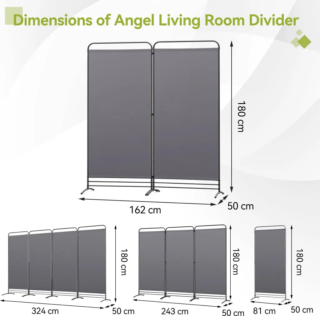 Angel Living Paravent – 2 Paneele – 162 x 180 cm – zusammenklappbar – grau