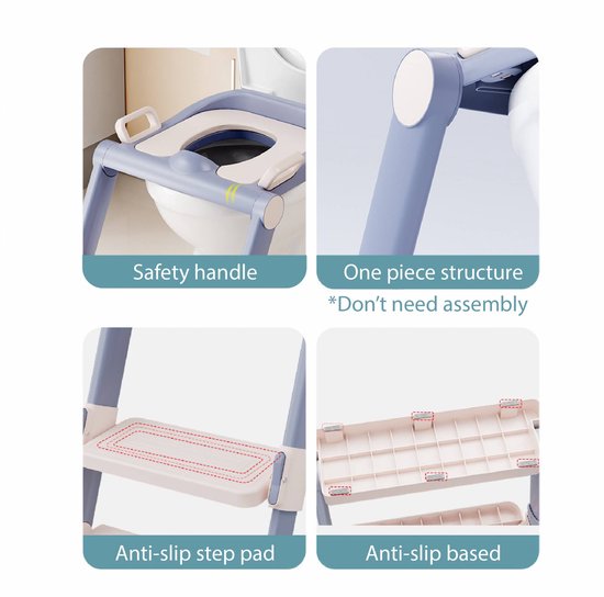 Toilettensitzverkleinerer mit Trittleiter – Toilettentrainer mit Trittstufe – Töpfchen für Kleinkinder – 1 bis 10 Jahre – Maximale Tragkraft 75 kg – Zusammenklappbar – grau