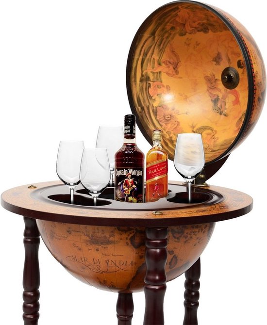 Costway - Weinregal - Globe Bar - Weinbar - Globe Bar - âŒ€ 45 cm - Braun