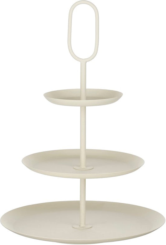 Mica Decorations Rama Etagere – Servierturm und Tablett für den Tisch – Auch schön als Kuchen- oder Tortenplatte oder Serviertablett – Etagere aus Eisen – H 55 x Ø 38 cm – Cremefarben