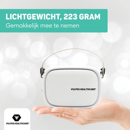 Vulpes Goods® HealthCare - Aerosolgerät - Ultraschallvernebler Inhalator - Vernebler - Inhalationsgerät für Kinder, Erwachsene und Babys - Endlosmodus - Hilft gegen Atemwegserkrankungen - Inkl. 3 Mundstücke