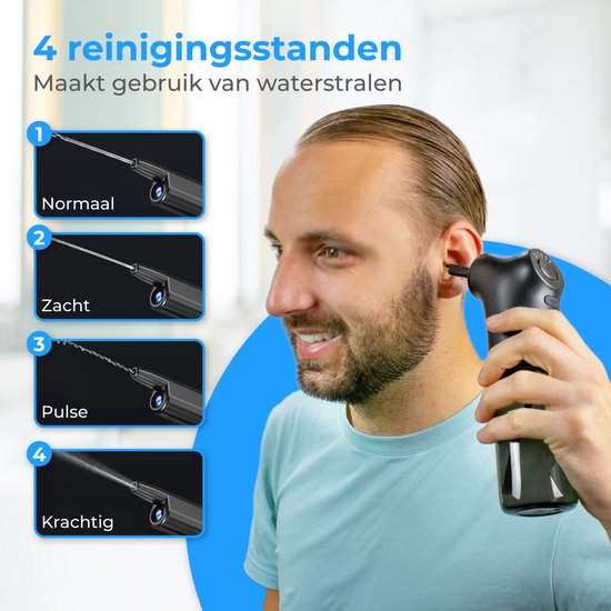 Nuvance Elektrischer Ohrreiniger - Ohrenschmalzentferner - Ohrenspray - 9 Ohrstöpsel - Ohrreinigung - Ohrreiniger
