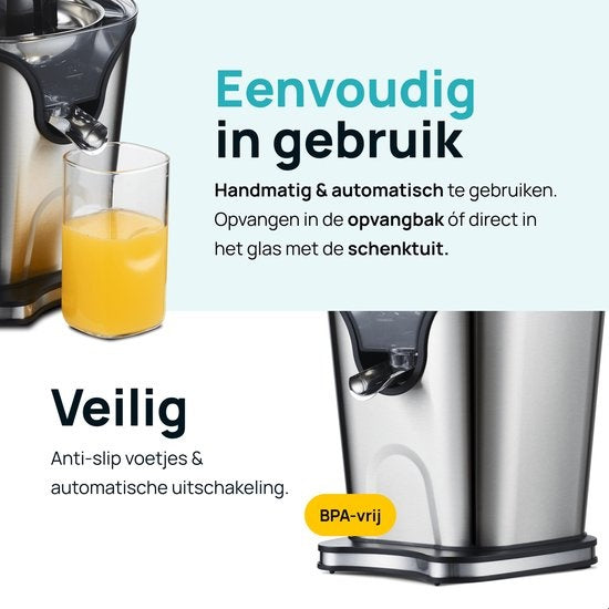 MOA Citruspers - Citrusjuicer - Elektrische Sinaasappelpers - Citroenpers - 2 Perskegels - CJ408