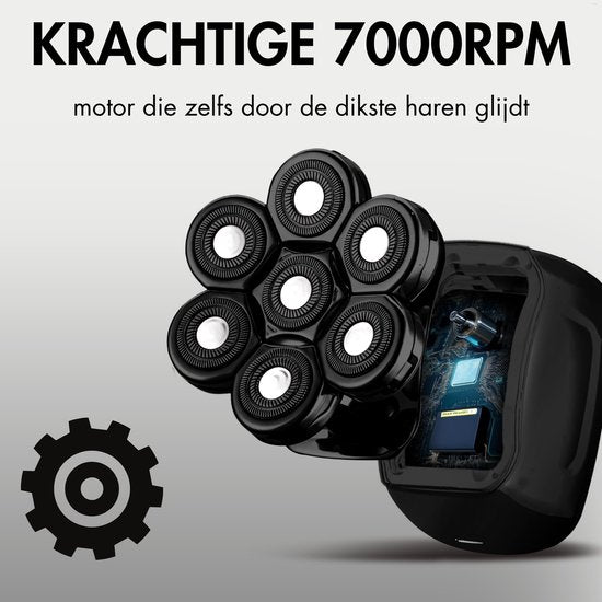 Sansbeauté SkullSharp PRO 6-in-1 Elektrorasierer – 7D Scherköpfe – LED Display – Nass & Trocken – Kabellos