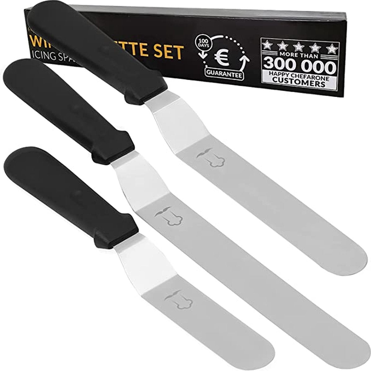 Chefarone Glasiermesser - Konditorei-Set - Tortenspatel - Palettenmesser - 3er-Set