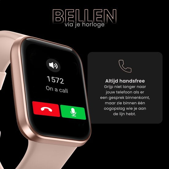 MAOO Maximize Smartwatch - Damen - Volle Klingelfunktion - Herzfrequenzmesser - Schrittzähler - Multisport - Für Android und iOS - Pink
