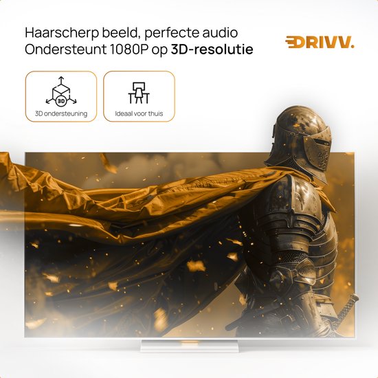 Drivv. HDMI Umschalter 4K 60Hz - 3 Eingänge 1 Ausgang - Inklusive Fernbedienung - Automatische Umschaltung - 780/1080p/4K - Schwarz