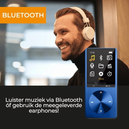 Denver - MP1820 - MP3-/MP4 Player - 128GB - Bluetooth - inkl. Ohrhörer & Sprachaufzeichnung - Blau