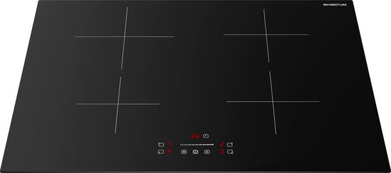 Inventum IKI7028 - Einbau-Induktionskochfeld - 70 cm - 4 Kochzonen - 1- oder 2-Phasen - Randlos - Schwarz