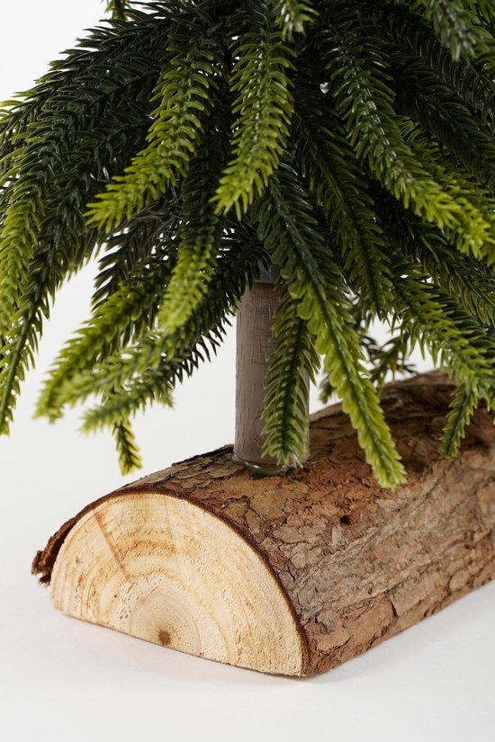 House of Seasons Dekorativer Baumstamm mit künstlichen Weihnachtsbäumen – L 80 x H 40 cm – Grün