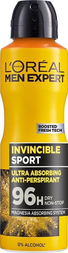 L'Oréal Paris Men Expert Invincible Deodorant-Spray – Antitranspirant, 96 Stunden lang anhaltender Schutz – alkoholfrei* – 150 ml
