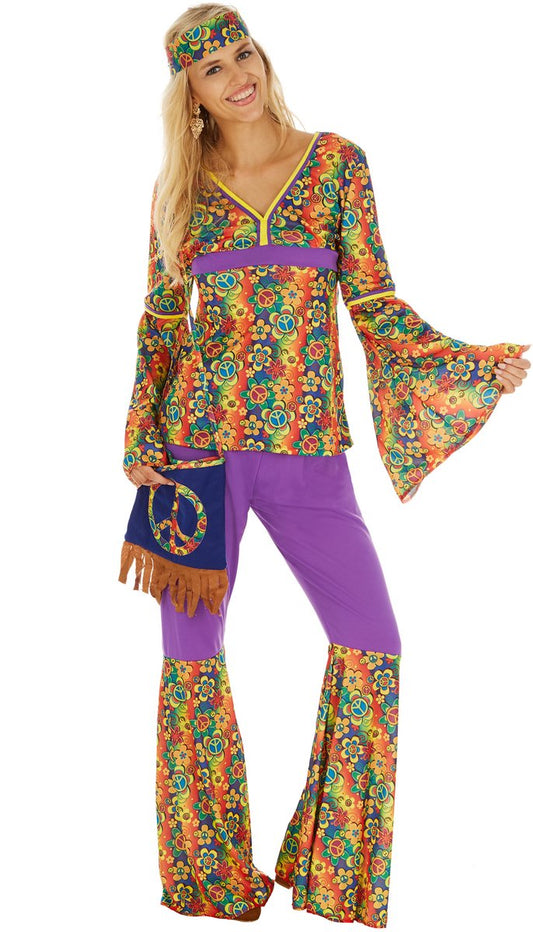 Dressforfun - Damen Hippie Kostüm - Buntes Retro Kostüm mit Hose & Oberteil für Karneval & Party - Größe S