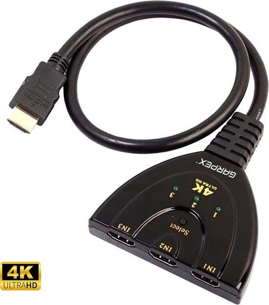 GarpexÂ® HDMI Umschalter - HDMI Splitter - HDMI Splitter 3 in 1 out - HDMI Kabel - 4K Ultra HD