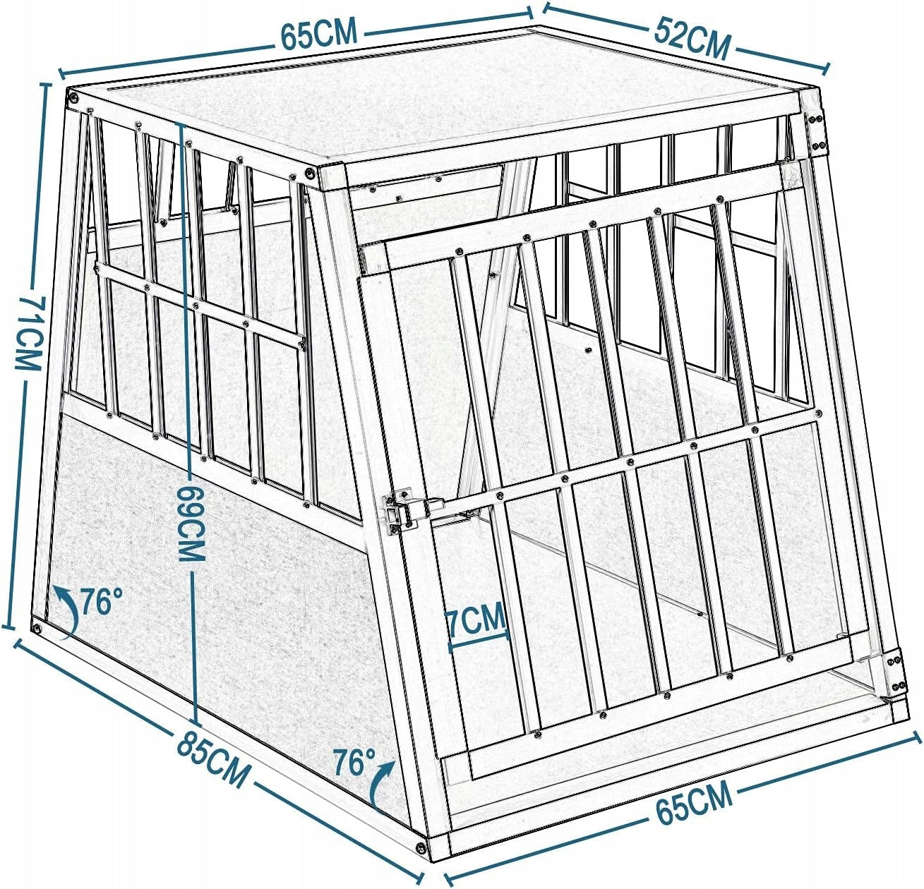 Eugad Aluminium-Hundetransportbox XL – Silber – 85 x 65 x 71 cm