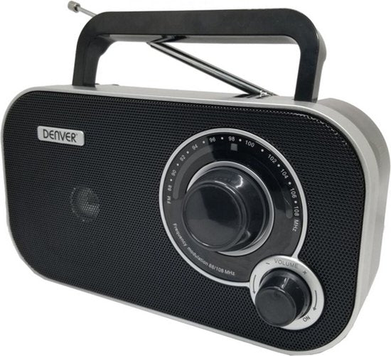 Denver - FM Radio - Retro - Funktioniert mit Batterie oder Netzstrom - Küchenradio - Tragbares Radio - TR51 - Schwarz