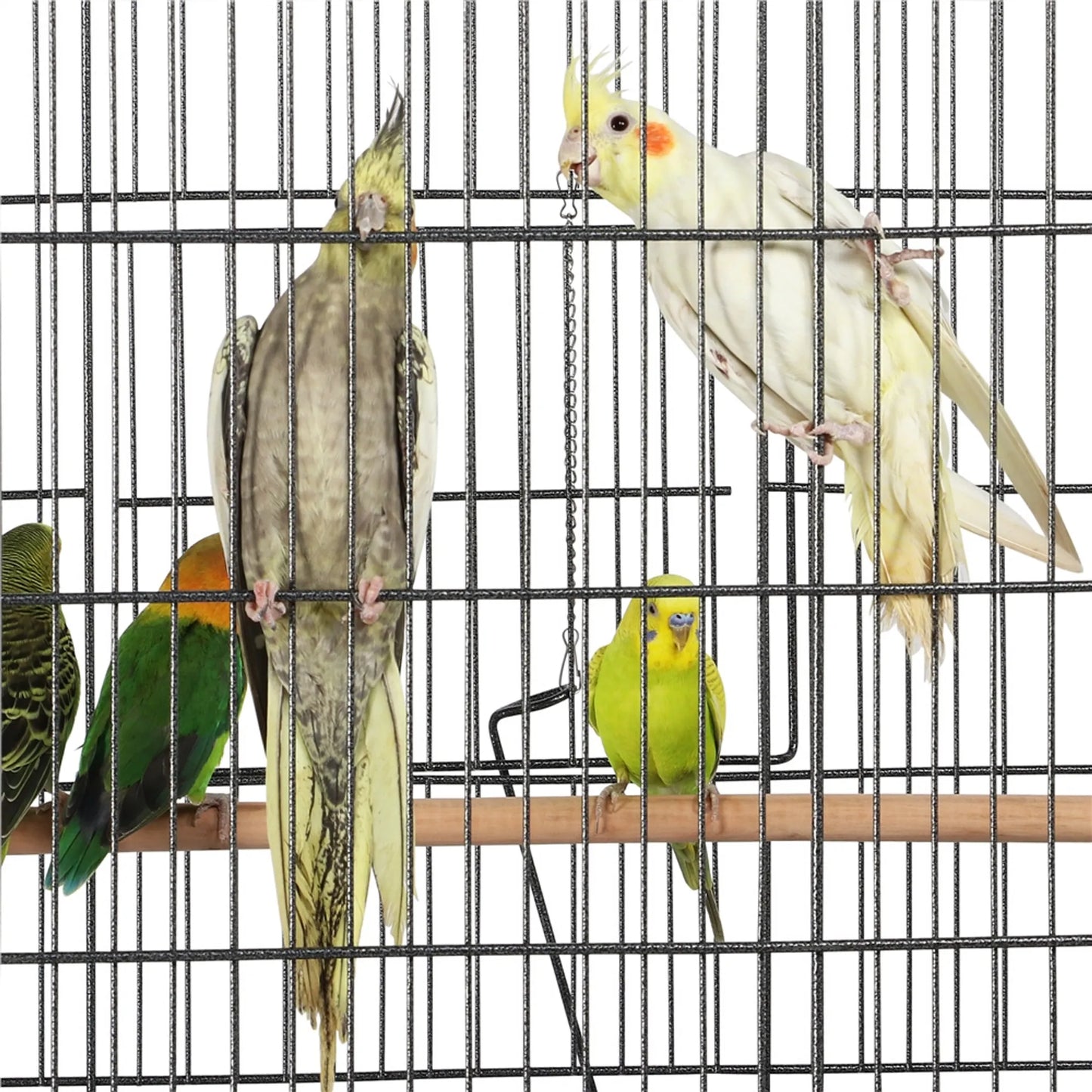 Yaheetech XXL Vogelkäfig mit 360° Rollen - Ausgestattet mit unterem Ablagefach und 4 Sitzstangen und abnehmbarer Bodenplatte - Für Sittiche und Falken - Schwarzes Metall - 93,5 x 56,5 x 153 cm
