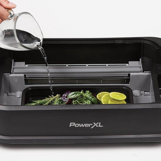 PowerXL Smokeless Grill – Elektrogrill – Rauch- und geruchsfreies Grillvergnügen – mit Grillplatte und Aromafunktion – Antihaftbeschichtung – mit Thermoglas-Deckel – Indoor-Grill – 1500 Watt – Versandhandelsausgabe