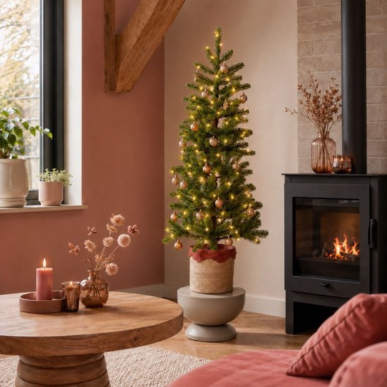Black Box Trees Nagoya Kunstweihnachtsbaum mit Beleuchtung H120 x Ø60 cm – Weihnachtsbaum für den Innenbereich – Kunstbaum mit 212 PE-Tannenzweigen – Schlankes Modell Ø60 cm – Grün