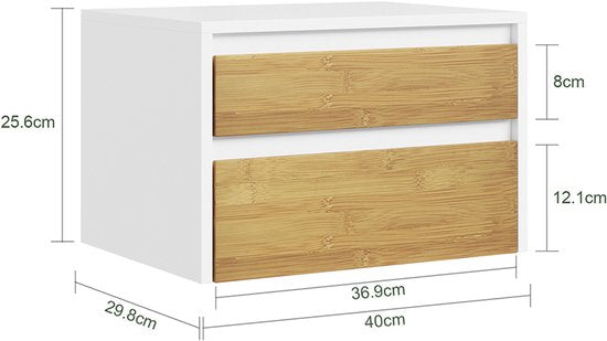 SoBuy FBT175-E-WN – Nachttisch – Weiß – 2 Schubladen – Push-to-Open – 40 x 29 x 25 cm | FBT175-E-WN