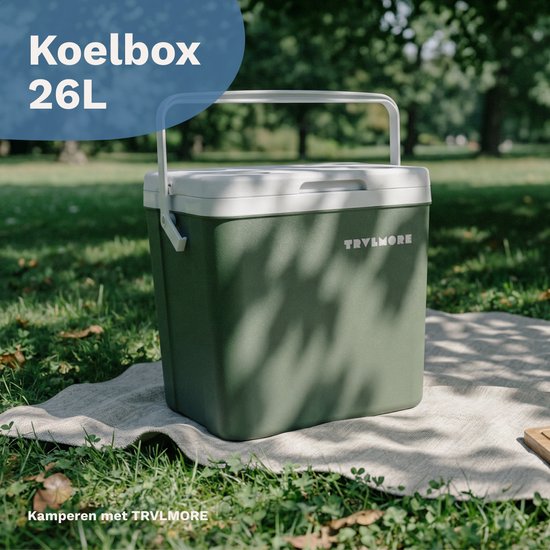 TRVLMORE Cool Box 26L - Kühlbox - Inklusive 2 Kühlelemente - Grün