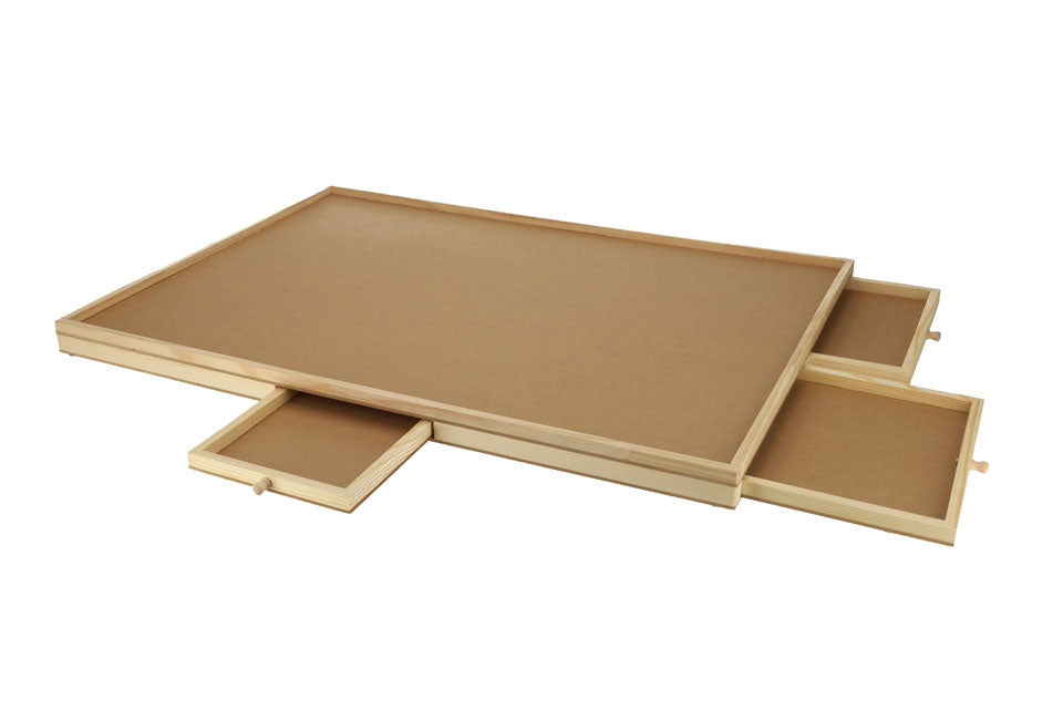 H&C Puzzle Board mit Aufbewahrungsschubladen für 1500 Teile - Natur - 87 x 66,7 x 4 cm