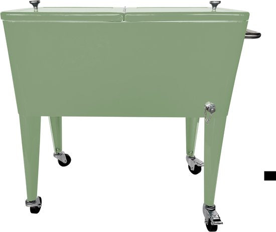 AXI Retro Cooler Grün – Kühlbox mit abnehmbarem Deckel und Flaschenöffner – Mit 2 Rädern und Bremse – 76 l Fassungsvermögen