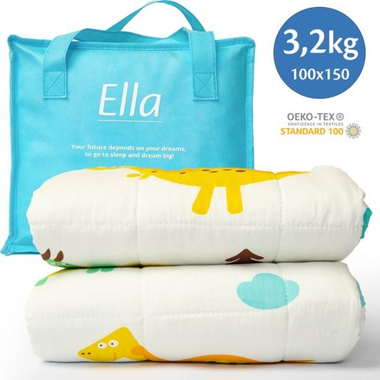 EL Life Wiegedecke Kind 3.2kg - 100 x 150cm - Wiegedecke - OEKO-TEX Baumwolle - Dino