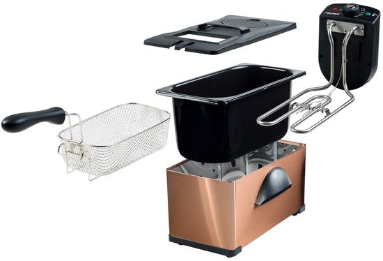 Bestron Fritteuse 3,5 Liter – AF370CO – Fritteuse 2000 W – Sichtfenster – Kupfer – 5 Jahre Garantie