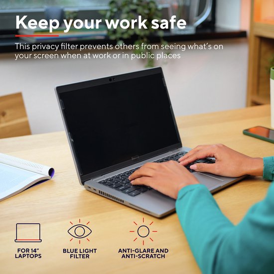 Trust Primo Sichtschutzfilter – 14 Zoll – Sichtschutzfilter für Laptop-Bildschirm – 60° Betrachtungswinkel