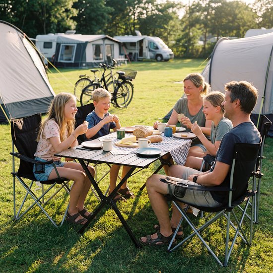 TRVLMORE Campingtisch - 120x70x70cm - Leichtgewicht mit Aluminiumrahmen - Klapptisch verstellbar - Campingtisch - Klapptisch - Schwarz