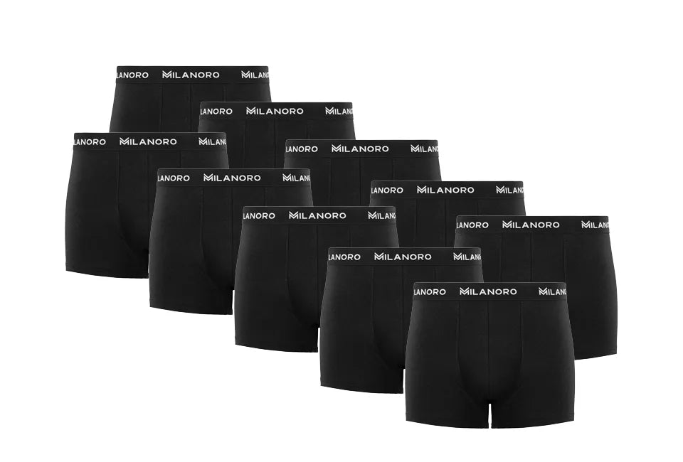 Milanoro - 10er-Set modischer Boxershorts aus Baumwolle - Schwarz - M