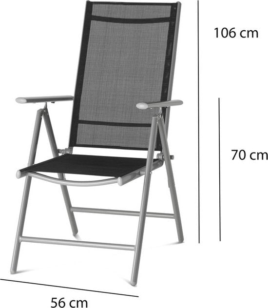 909 Outdoor - Gartenstühle - 2er Set - verstellbare Rückenlehne - klappbar - Sitzstühle - Aluminium und Textil - 69 x 56 x 106 cm