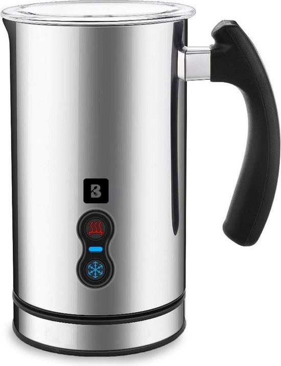 KitchenBrothers Elektrischer Milchaufschäumer - 240 ML - Edelstahl/Schwarz