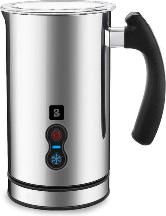 KitchenBrothers Elektrischer Milchaufschäumer - 240 ML - Edelstahl/Schwarz