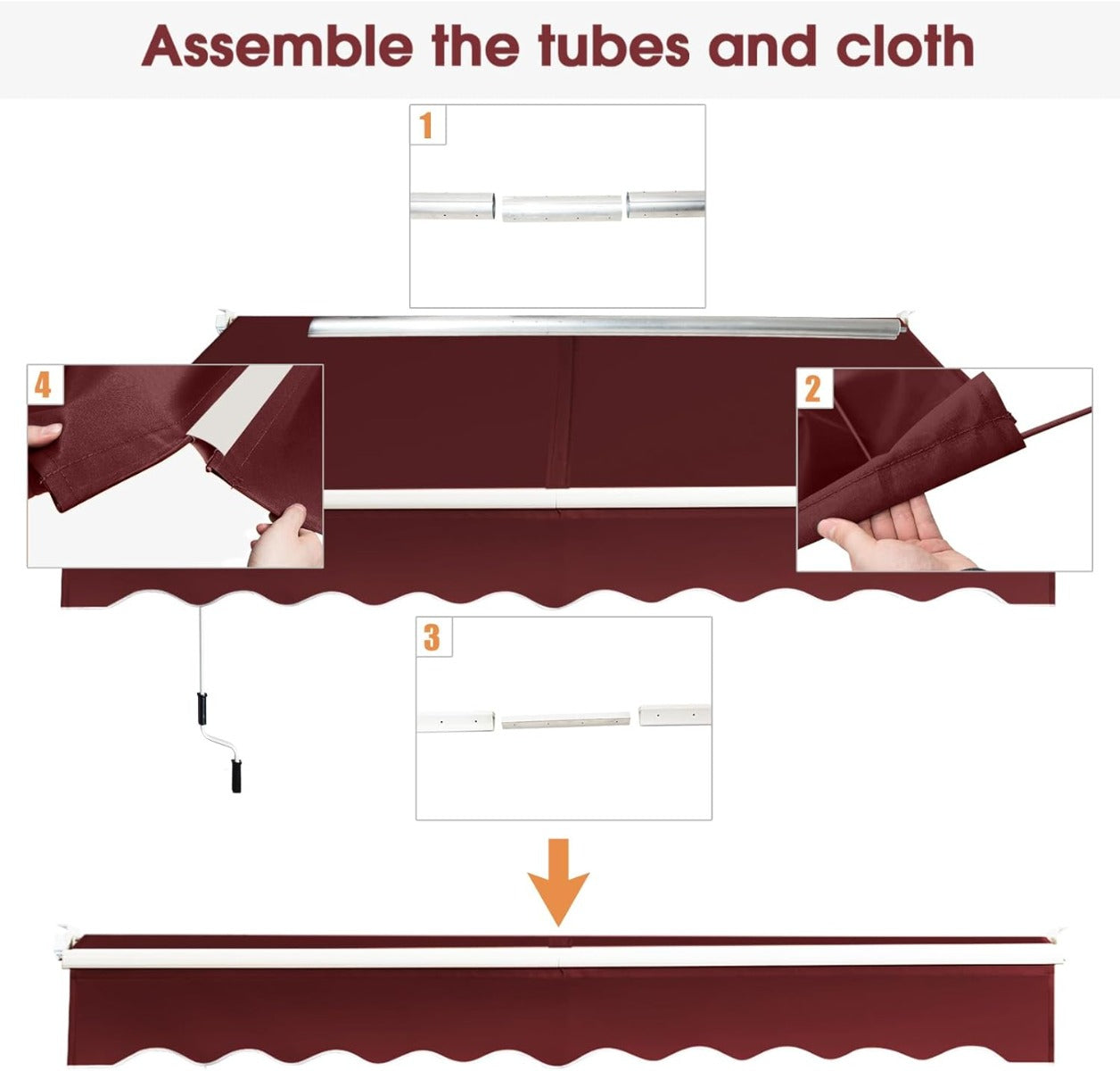 Coast 2,5 x 2 m weinroter Fallschirm mit manueller Glocke und UV- und wasserbeständigem Tuch